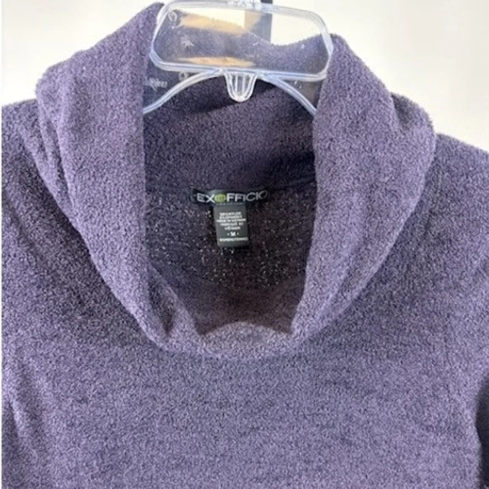 Exofficio Long Sweater Women's Size Medium Purple Cowl Neck‎ Long Sleeve Soft